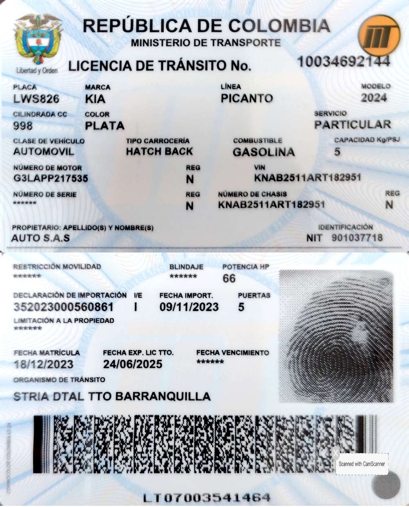 LWS826 KIA PICANTO 2024