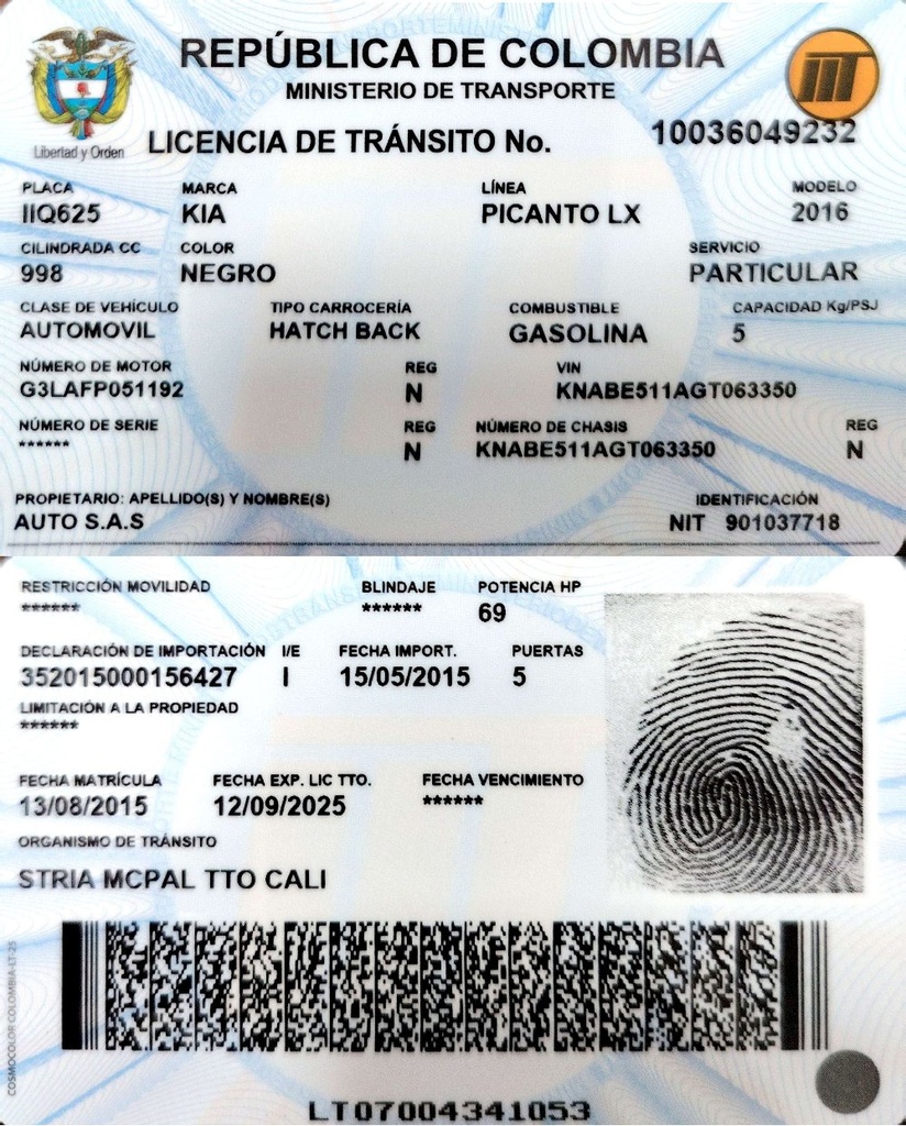 IIQ625 KIA PICANTO 2016