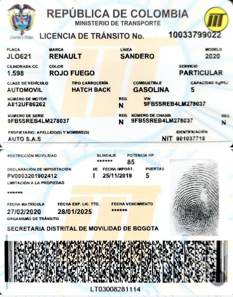 JLO621 RENAULT SANDERO 2020