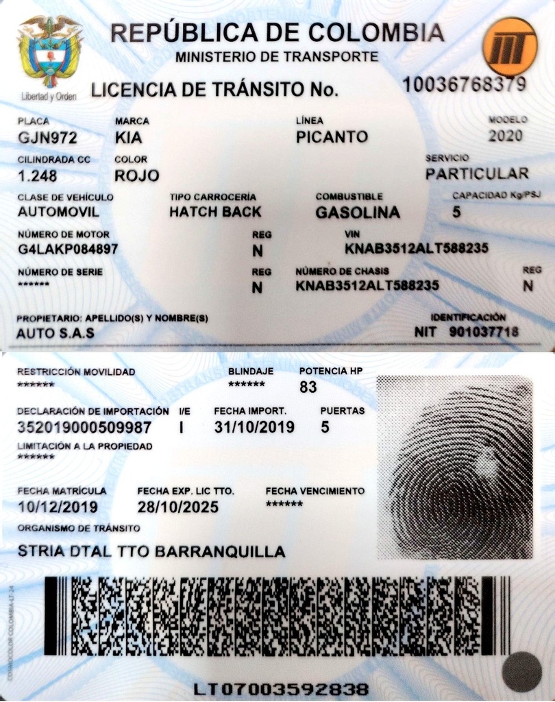 GJN972 KIA PICANTO 2020